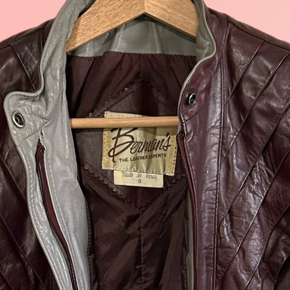 VINTAGE BERMAN'S PURPLE LEATHER RACER JACKET - Picture 8 of 8